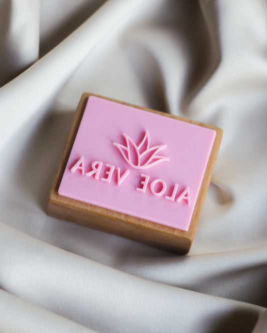 Aloe vera text soap stamp