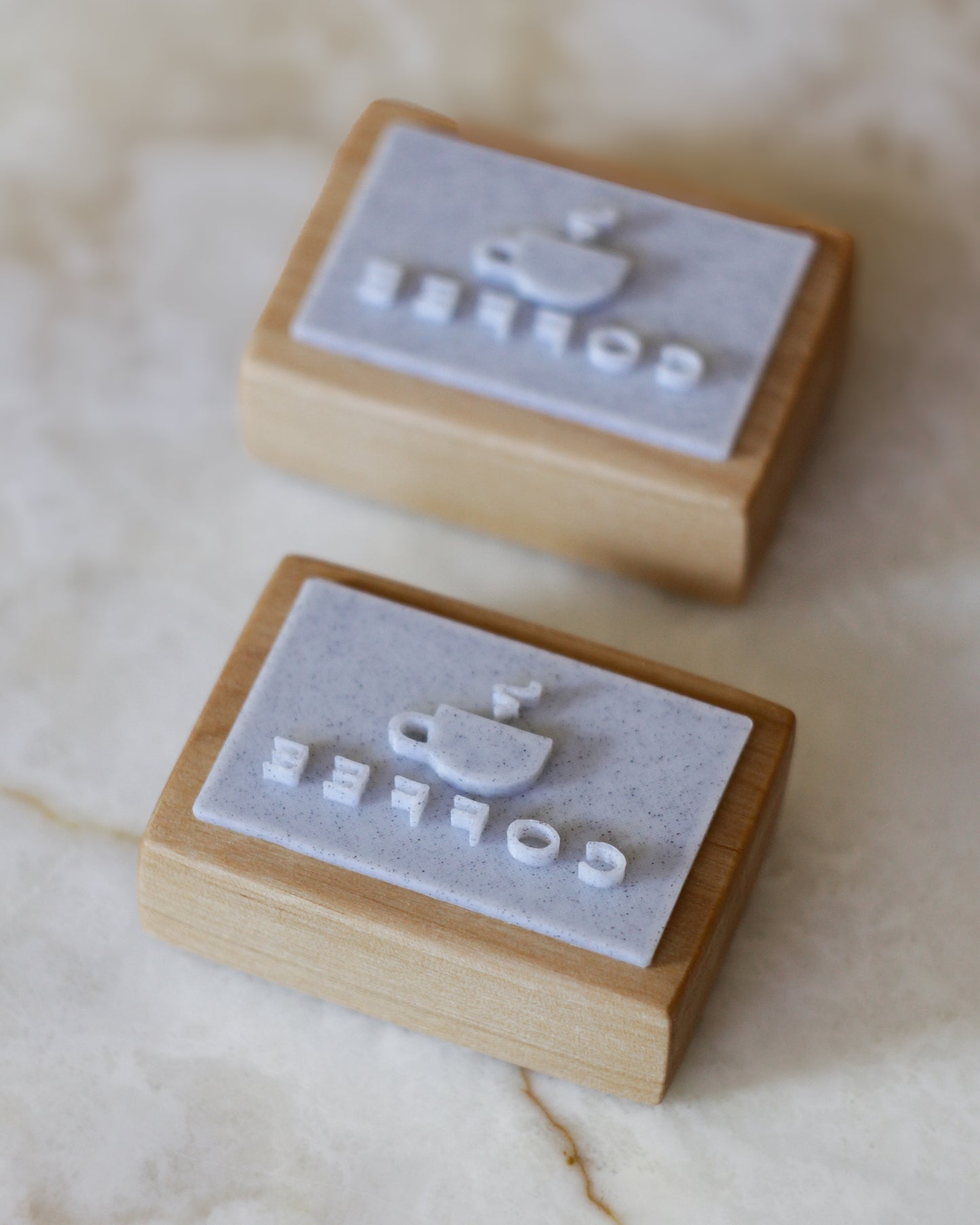 Coffee mug text soap stamp