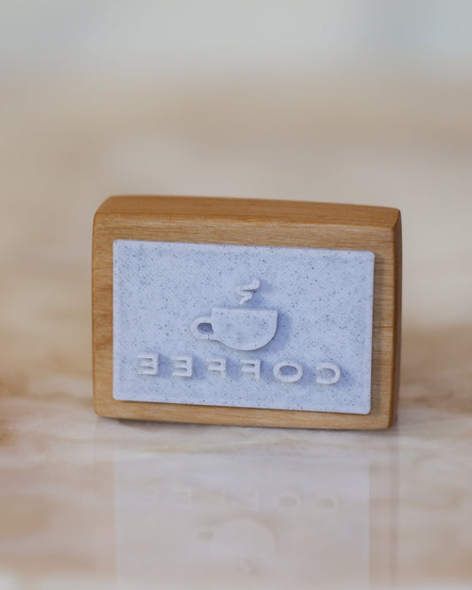 Coffee mug text soap stamp