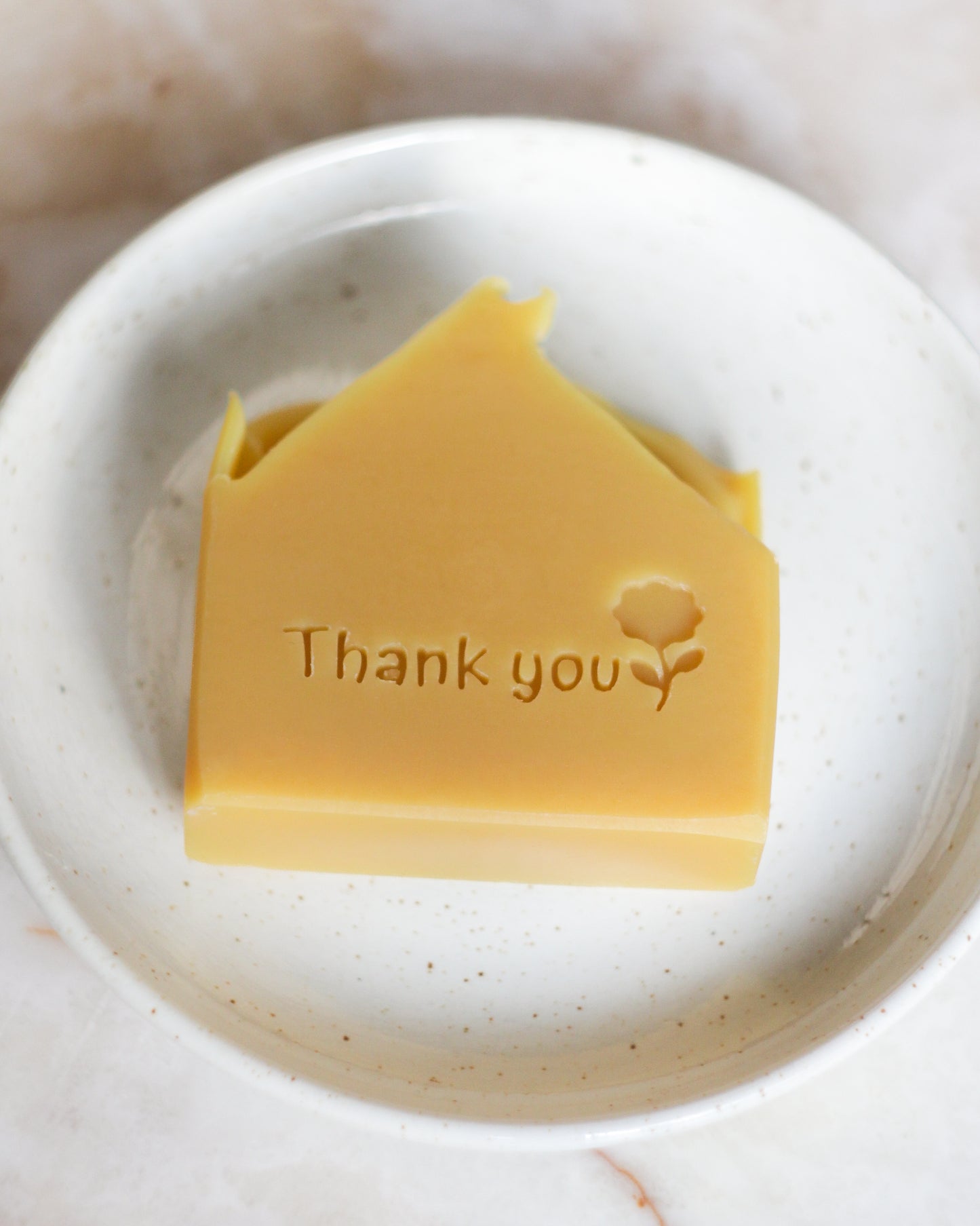 Thank you + flower soap stamp