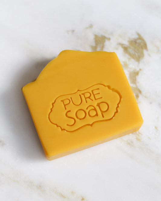 Pure soap text in frames soap stamp