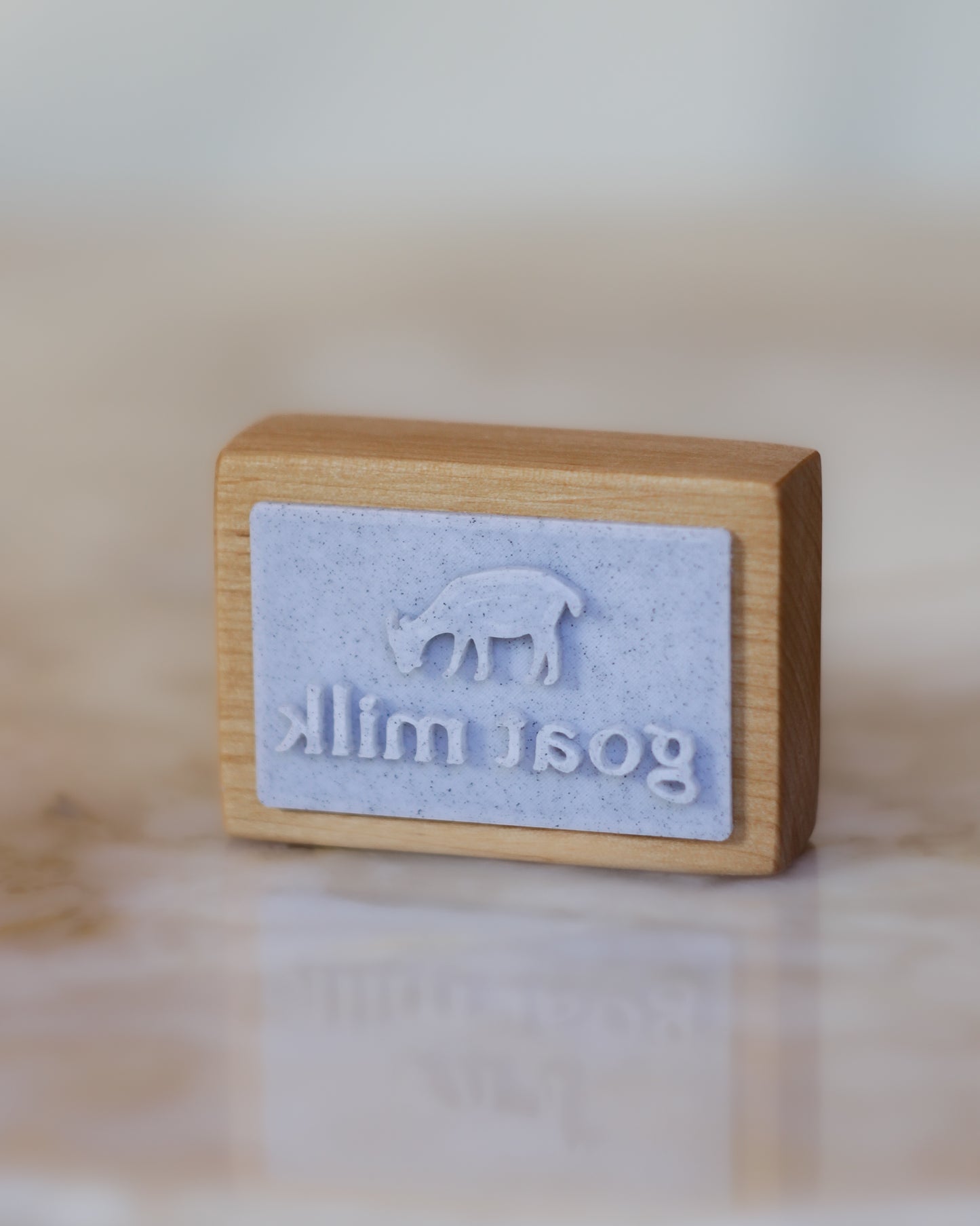 'Goat milk' text soap stamp