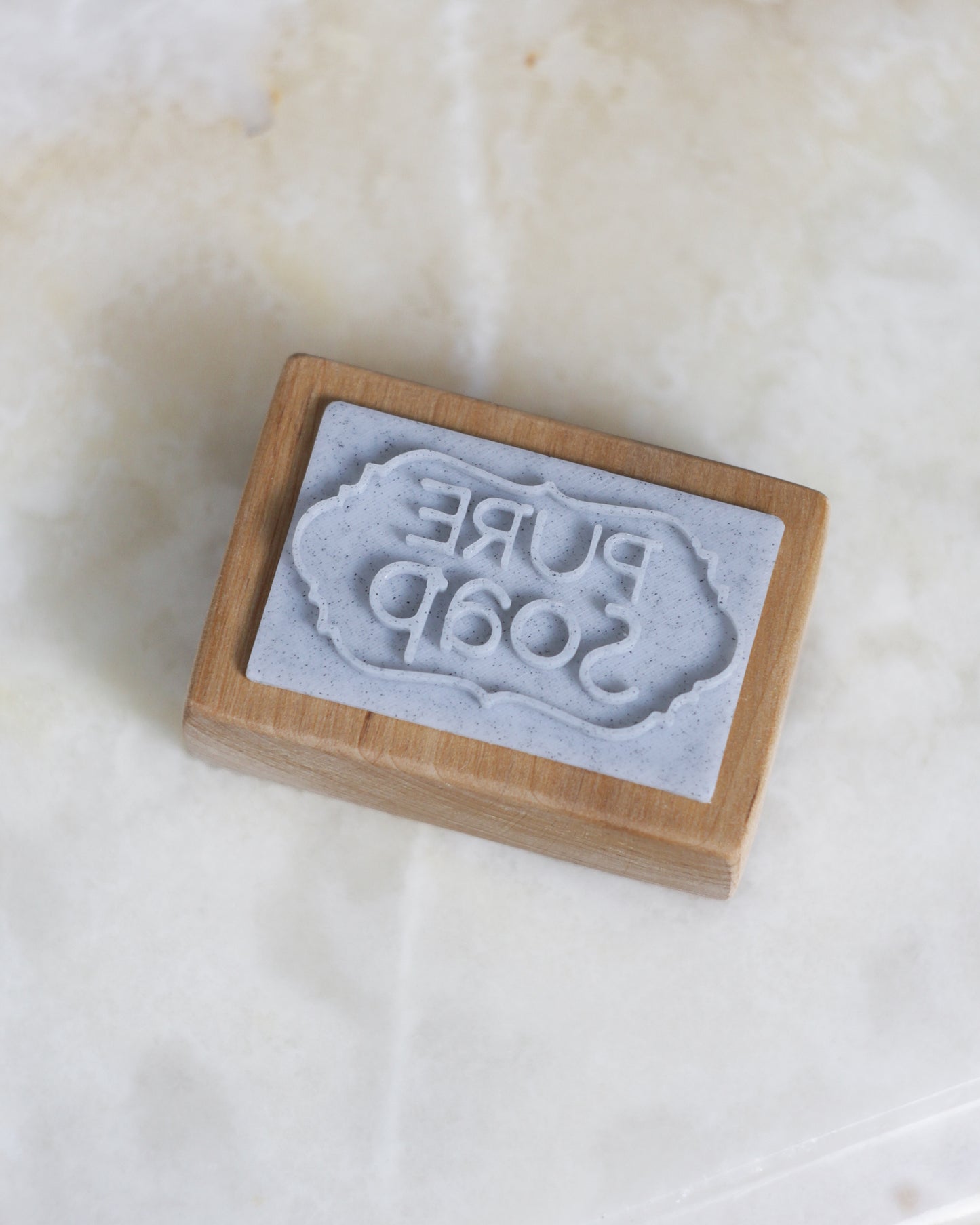 Pure soap text in frames soap stamp