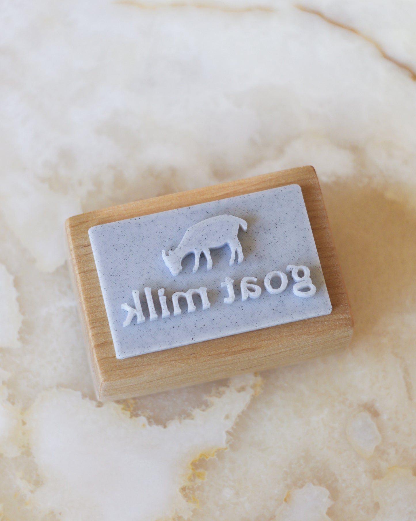 'Goat milk' text soap stamp