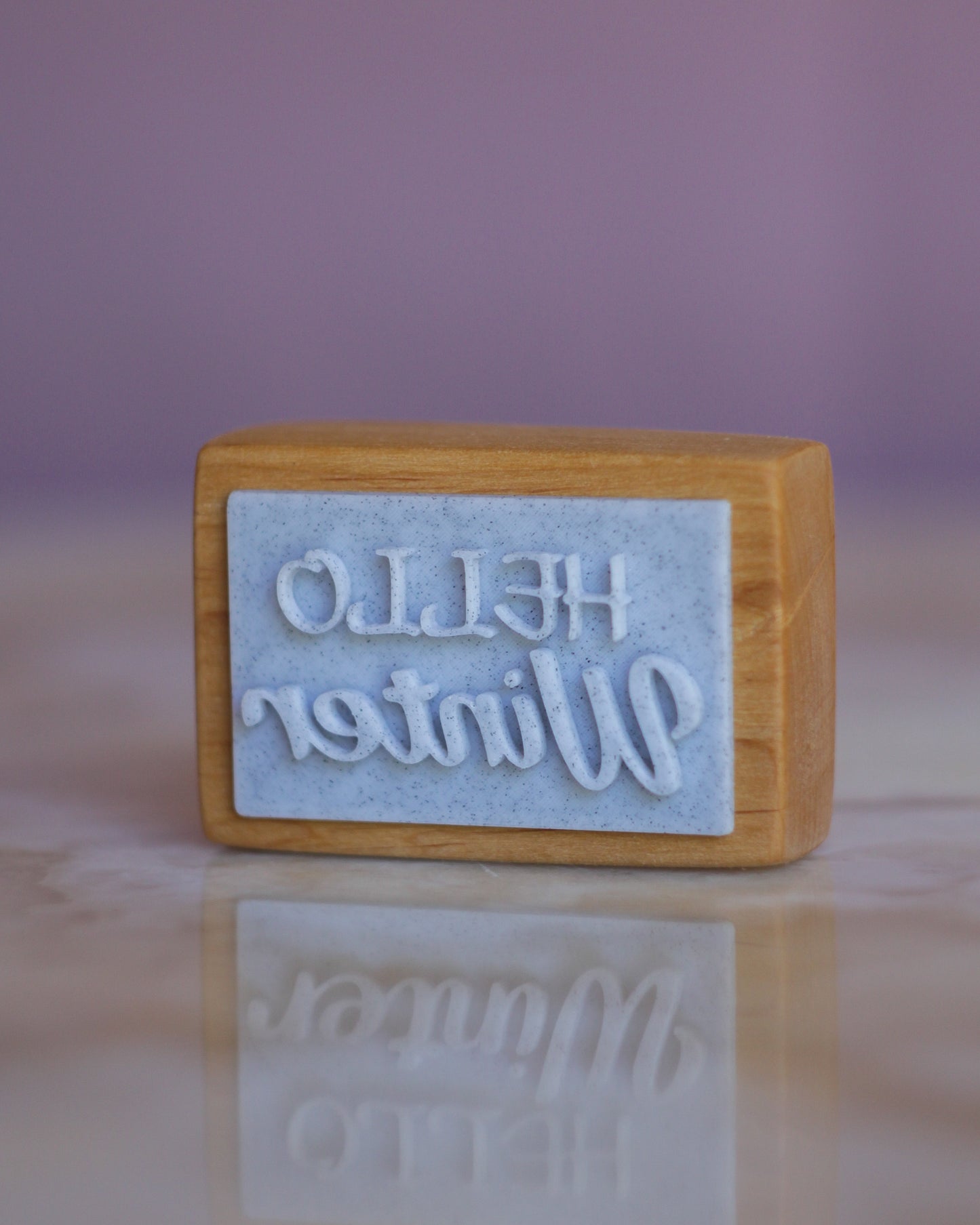 HELLO WINTER text soap stamp