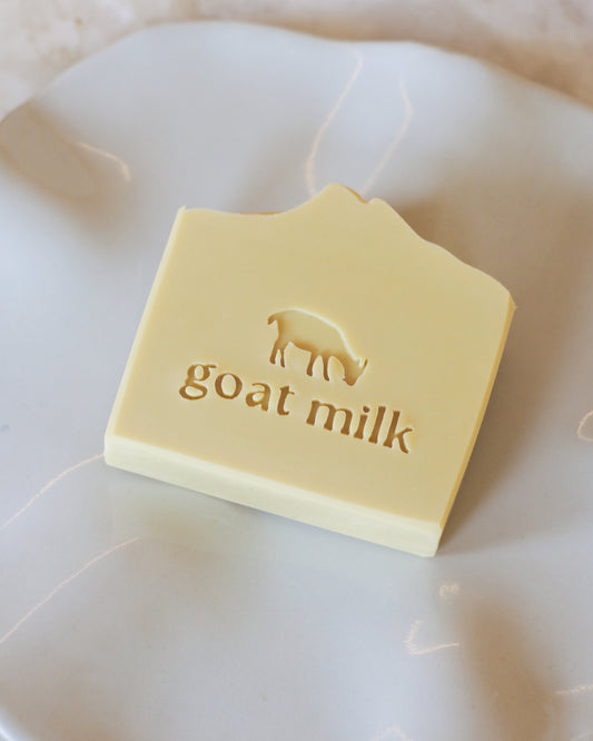 'Goat milk' text soap stamp