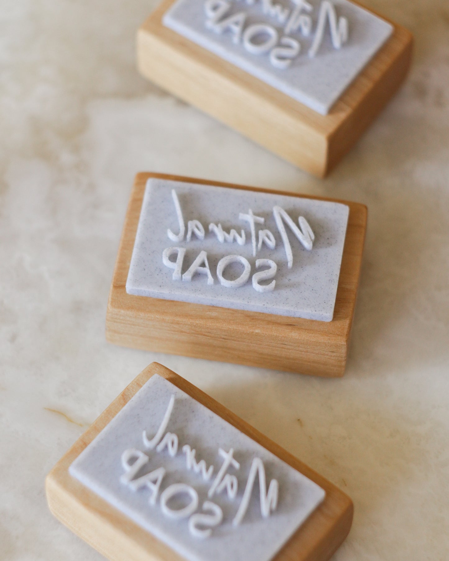 'Natural soap' text soap stamp