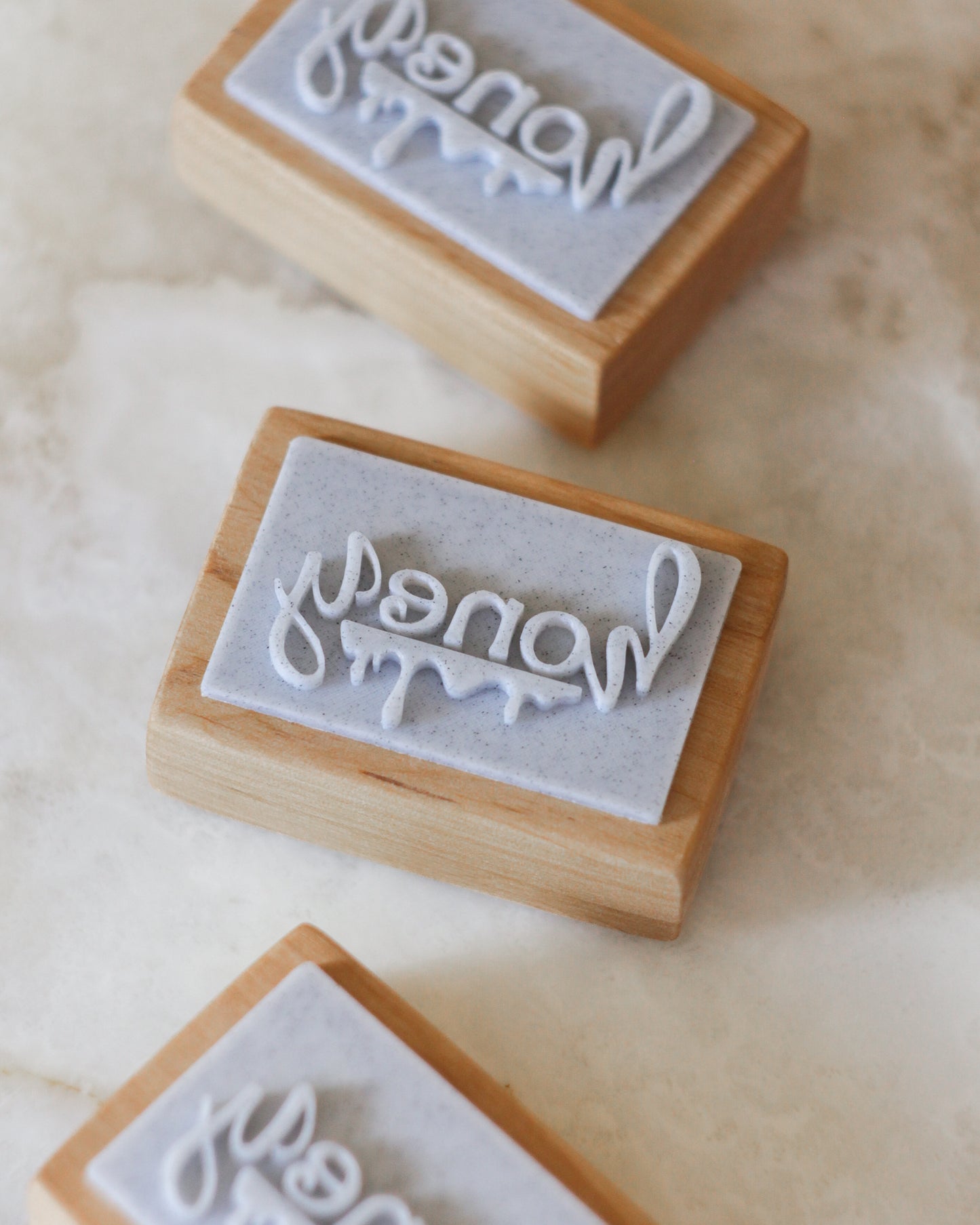 Honey drizzle text soap stamp