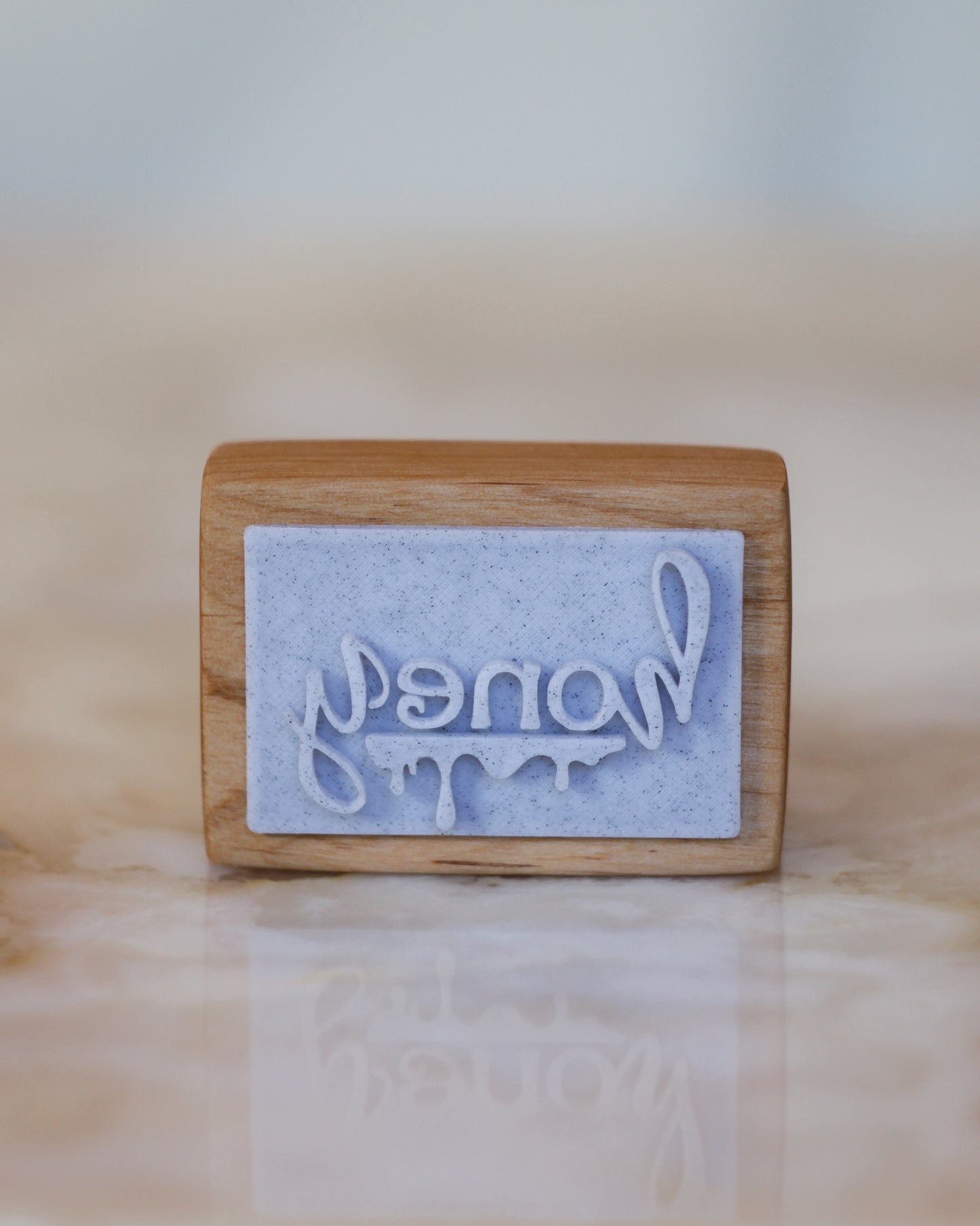 Honey drizzle text soap stamp