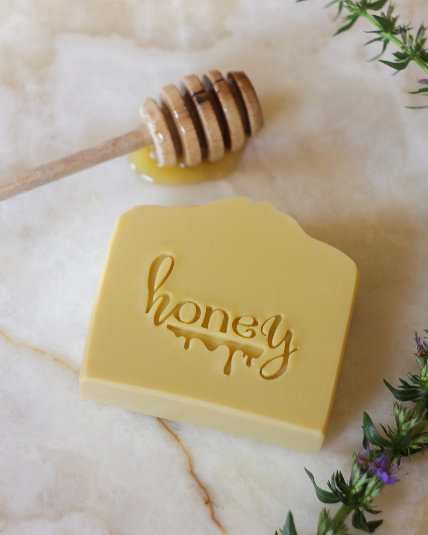 Honey drizzle text soap stamp