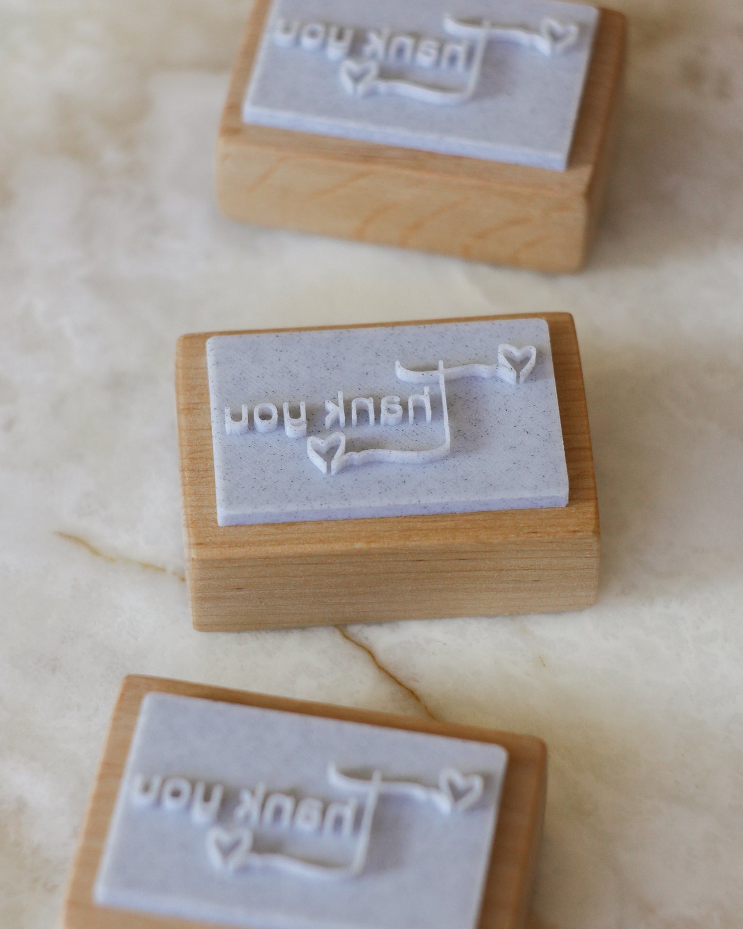 'Thank you' text soap stamp