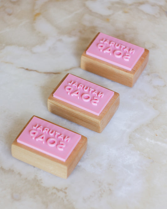 Text soap stamp 'natural soap'