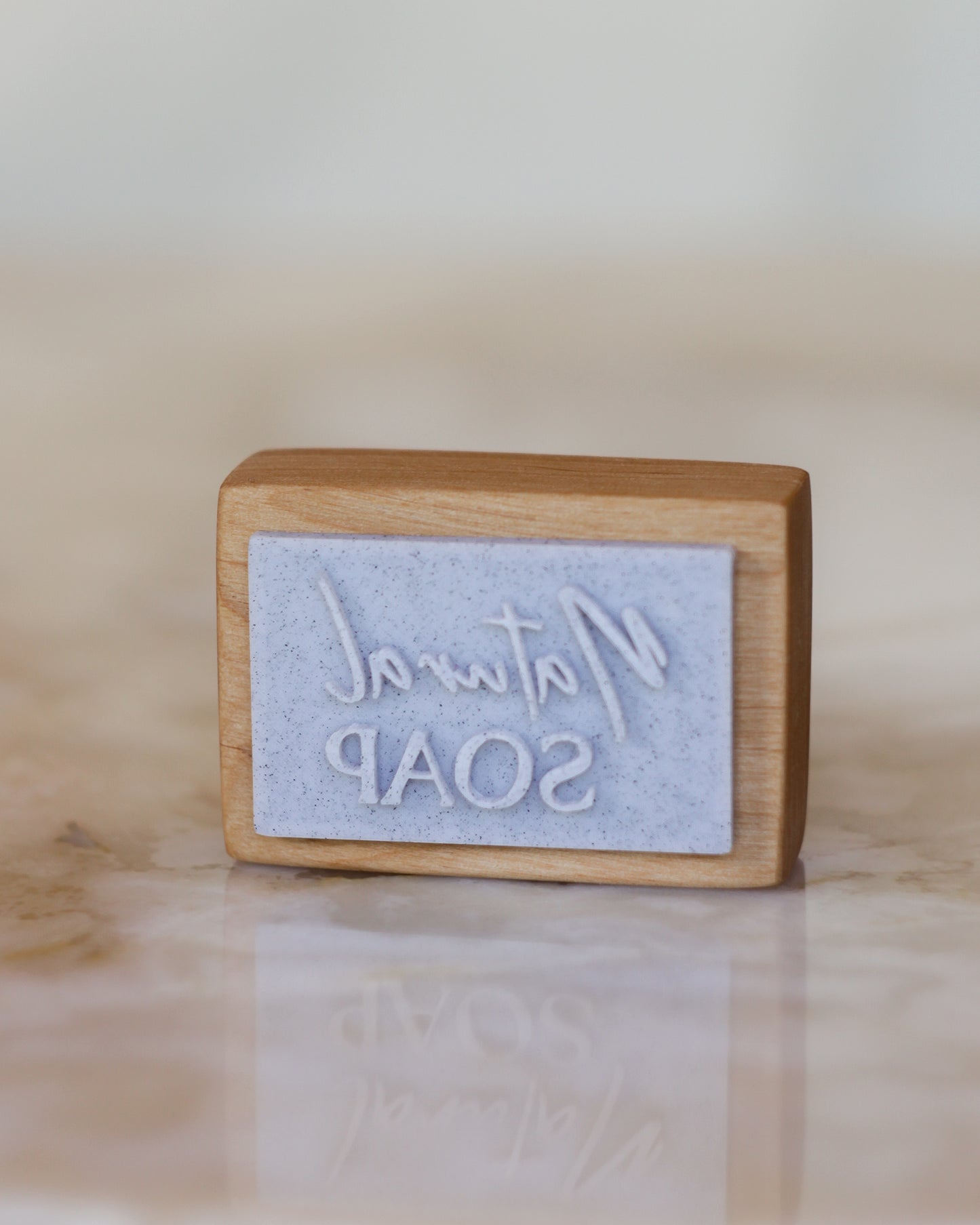 'Natural soap' text soap stamp