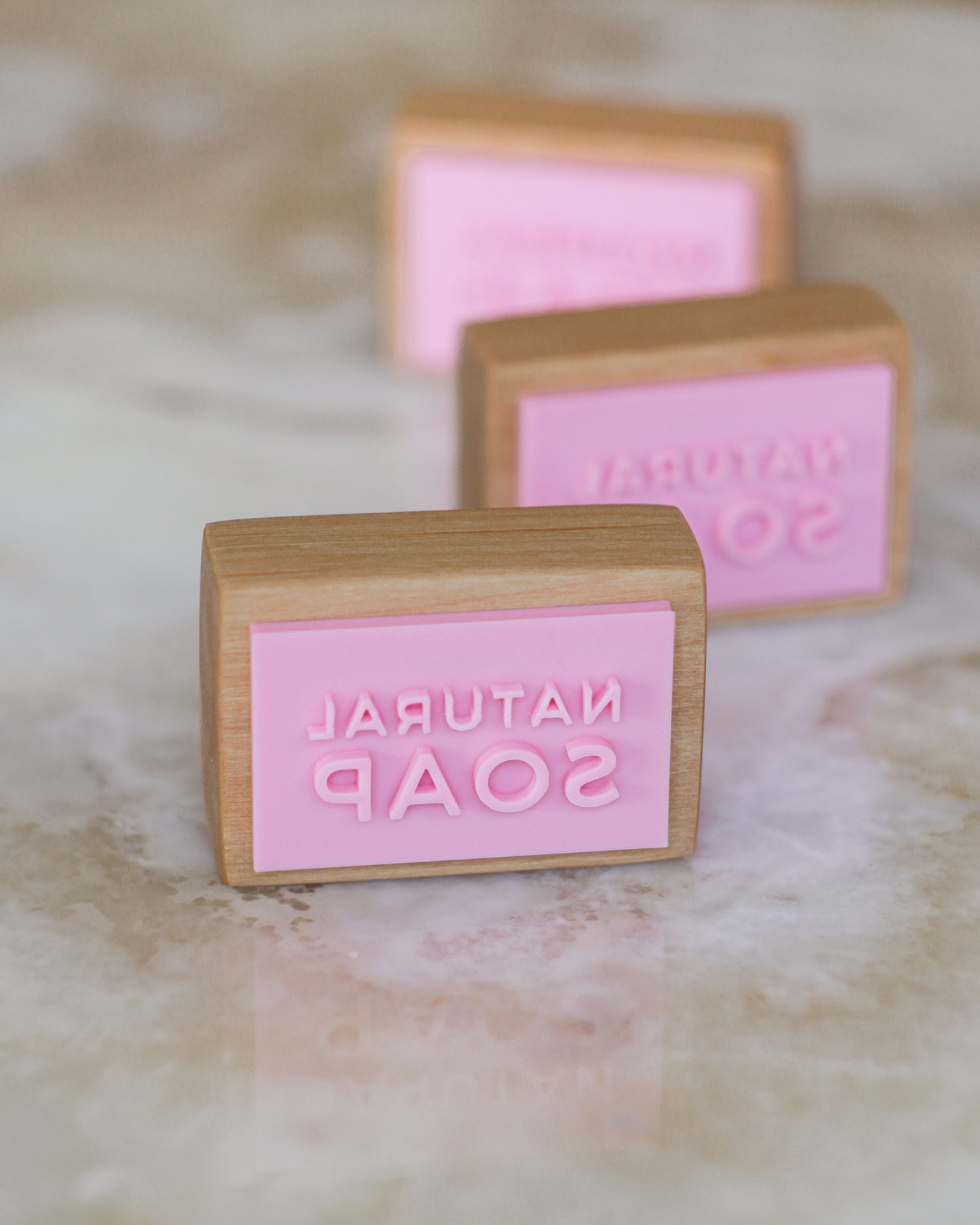 Text soap stamp 'natural soap'