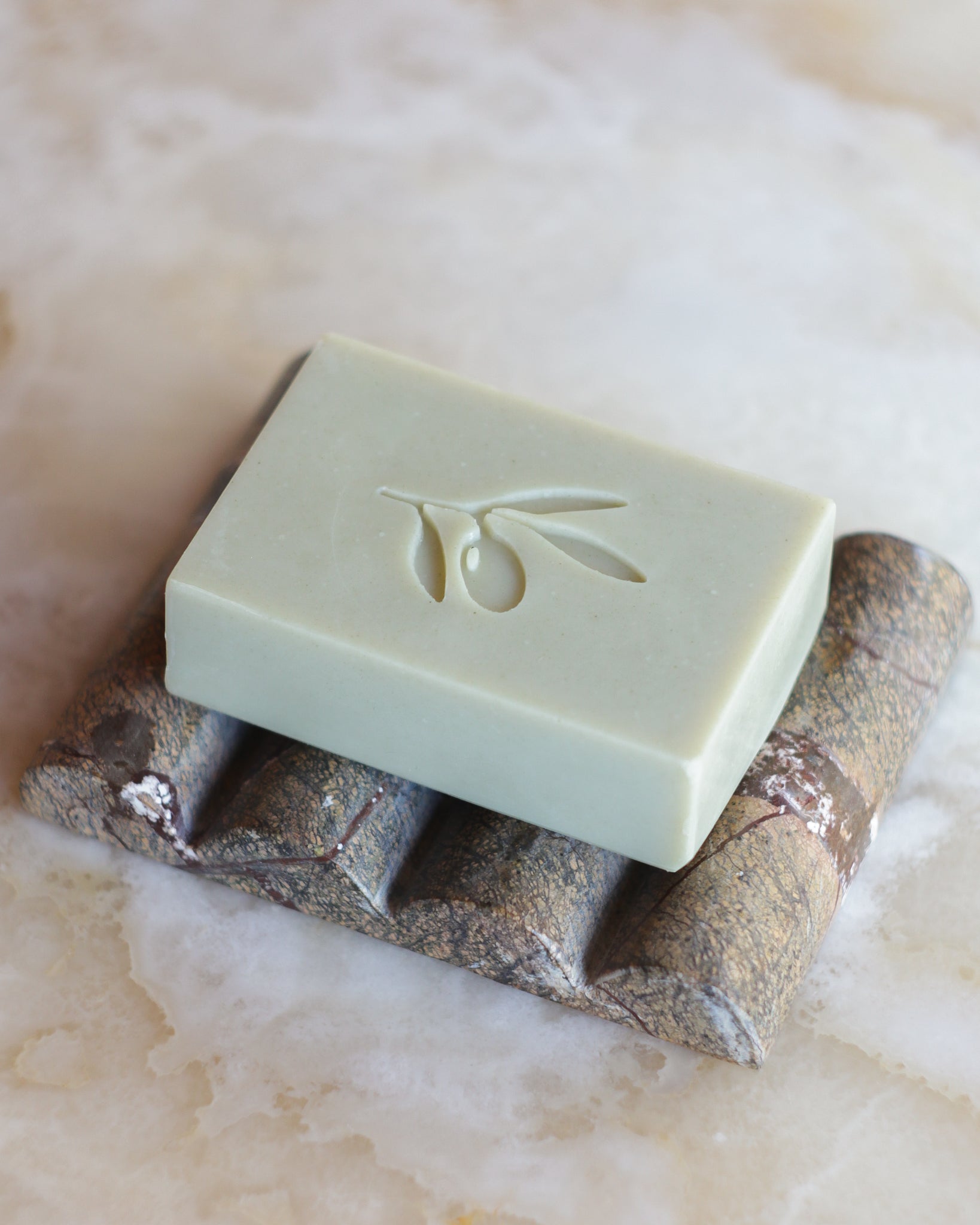 soap stamped with our wooden olive soap stamp