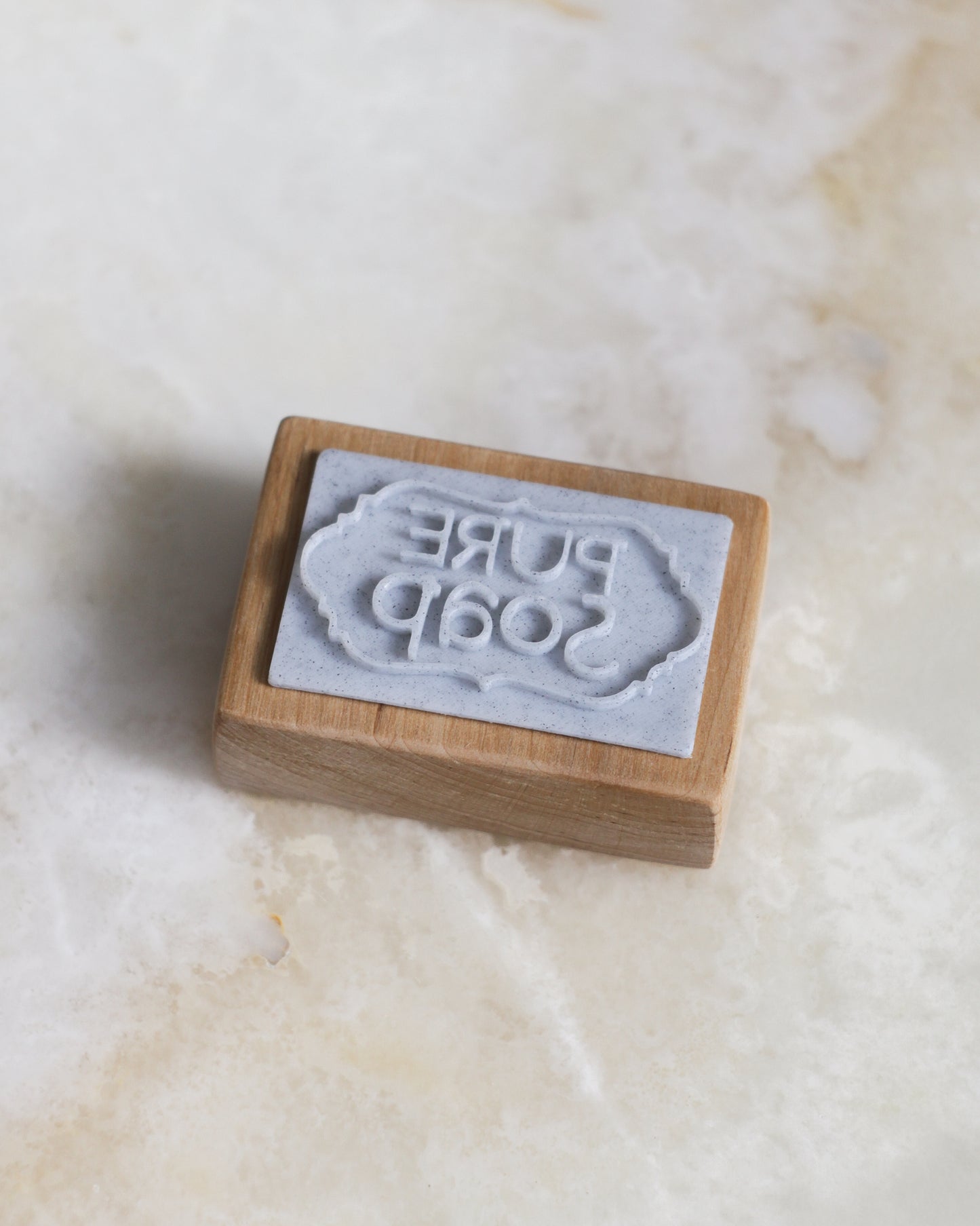 Pure soap text in frames soap stamp