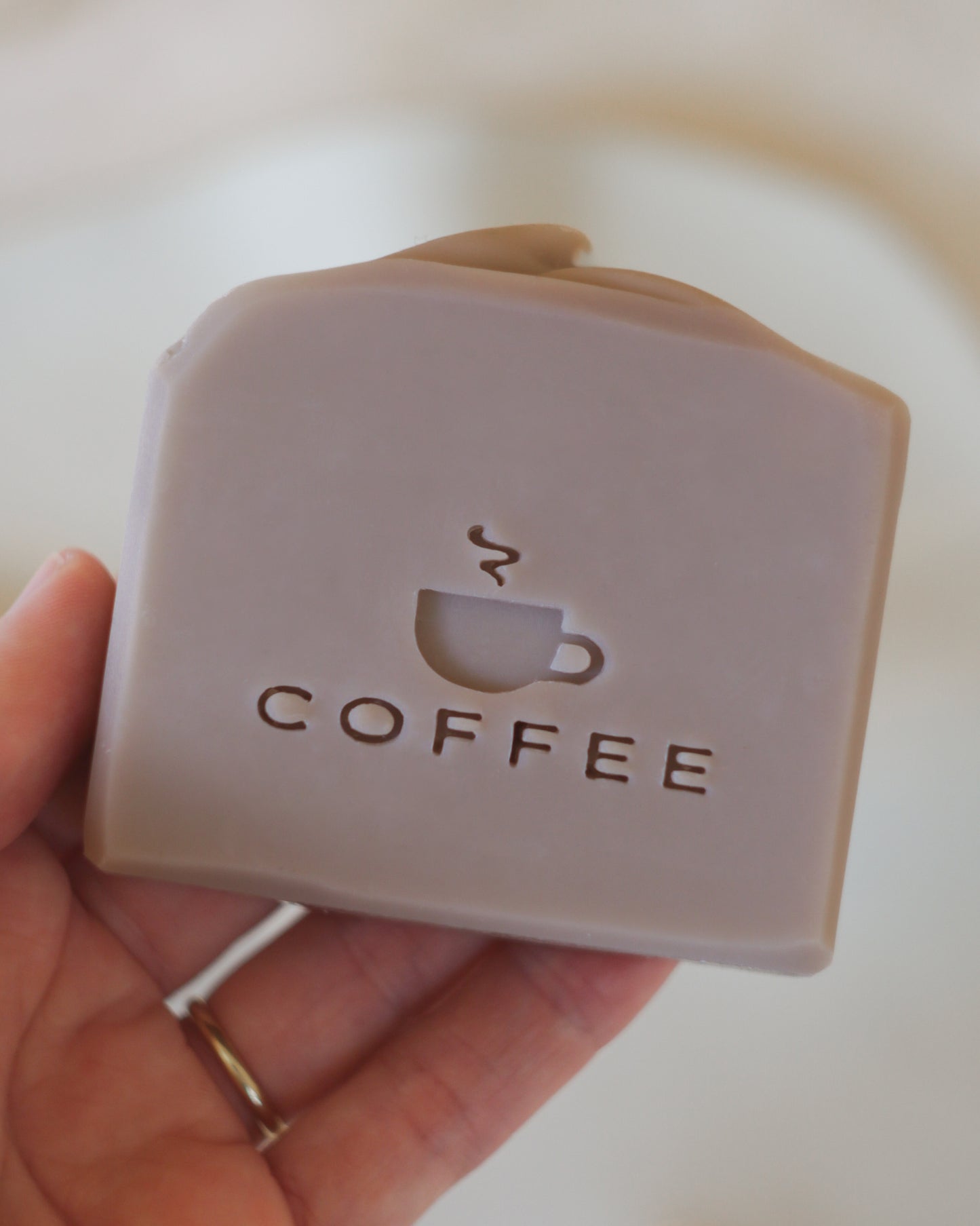 Coffee mug text soap stamp