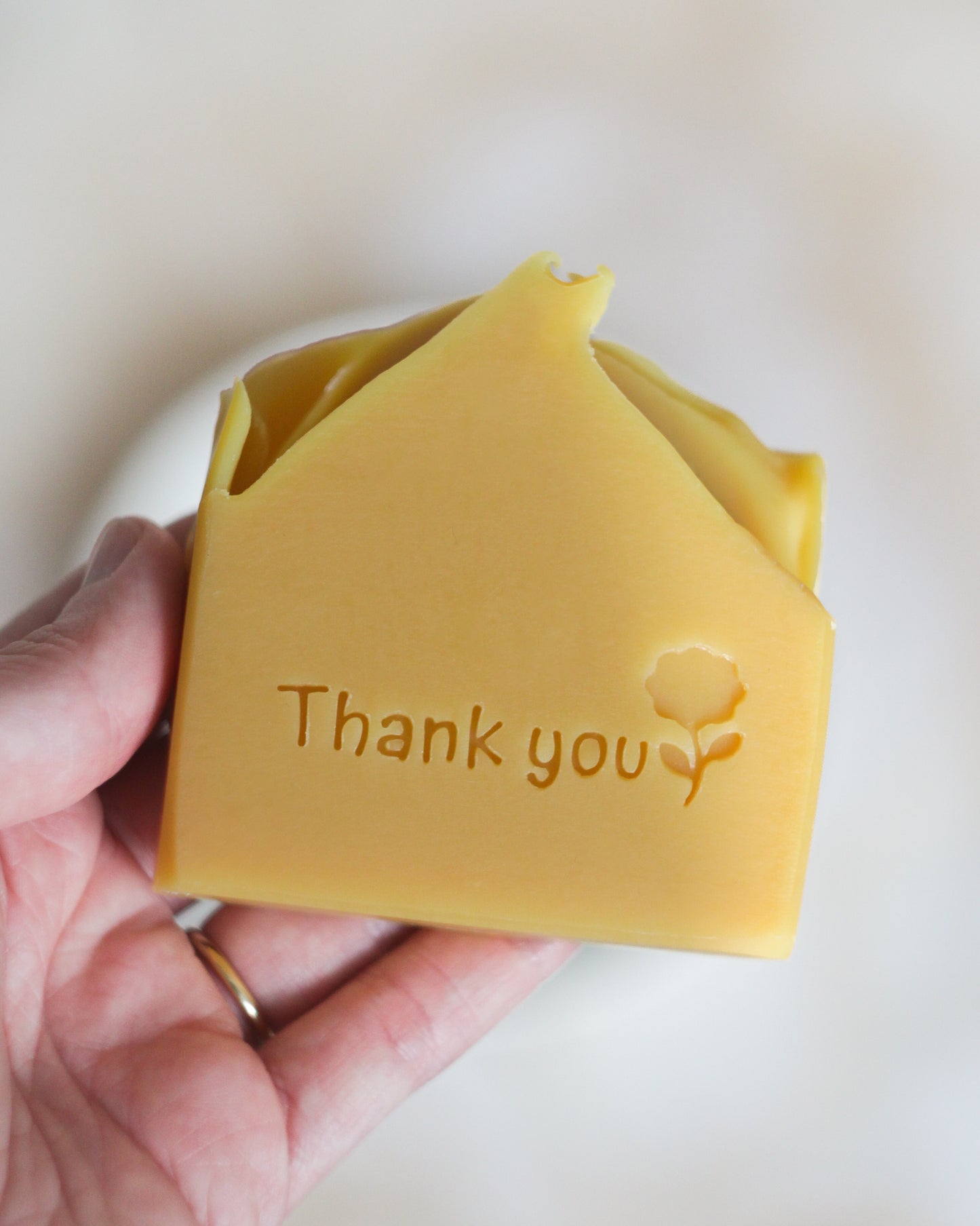 Thank you + flower soap stamp