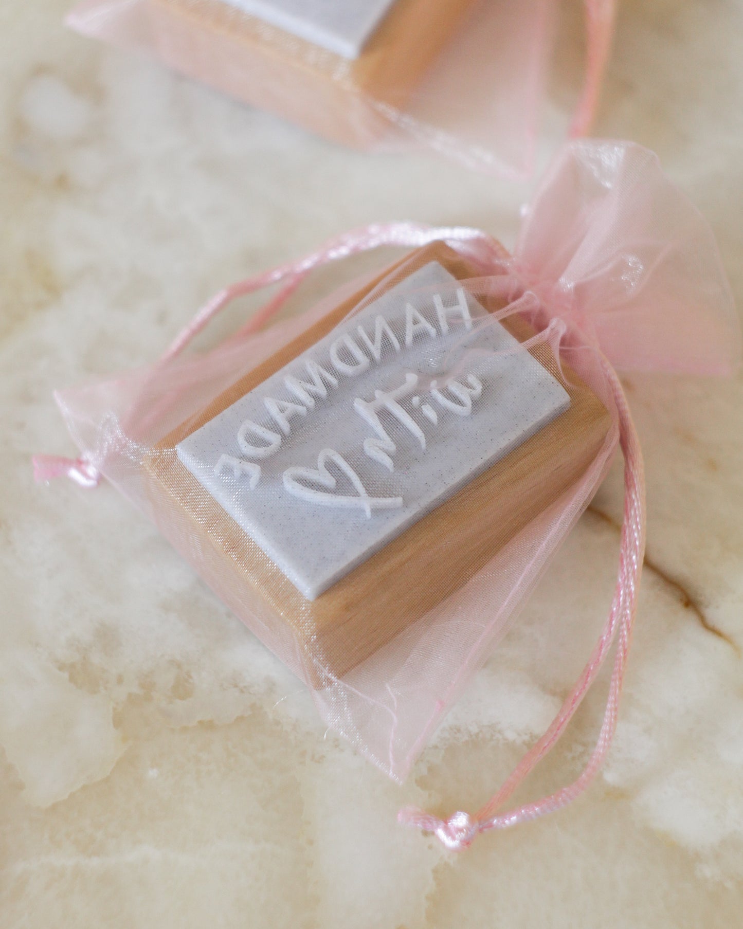 Handmade with ❤️ text soap stamp