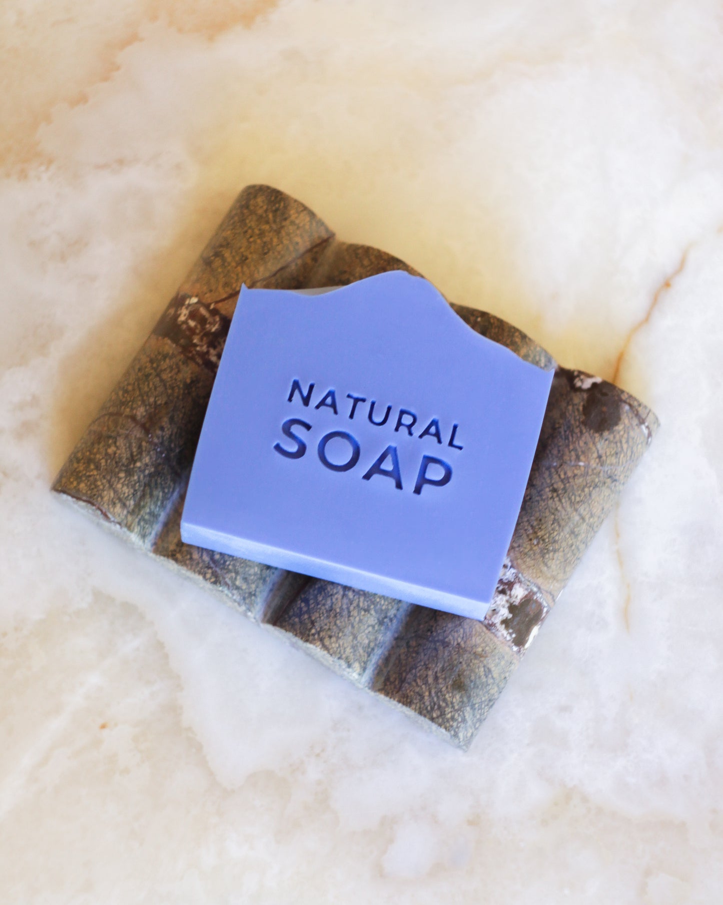 Text soap stamp 'natural soap'