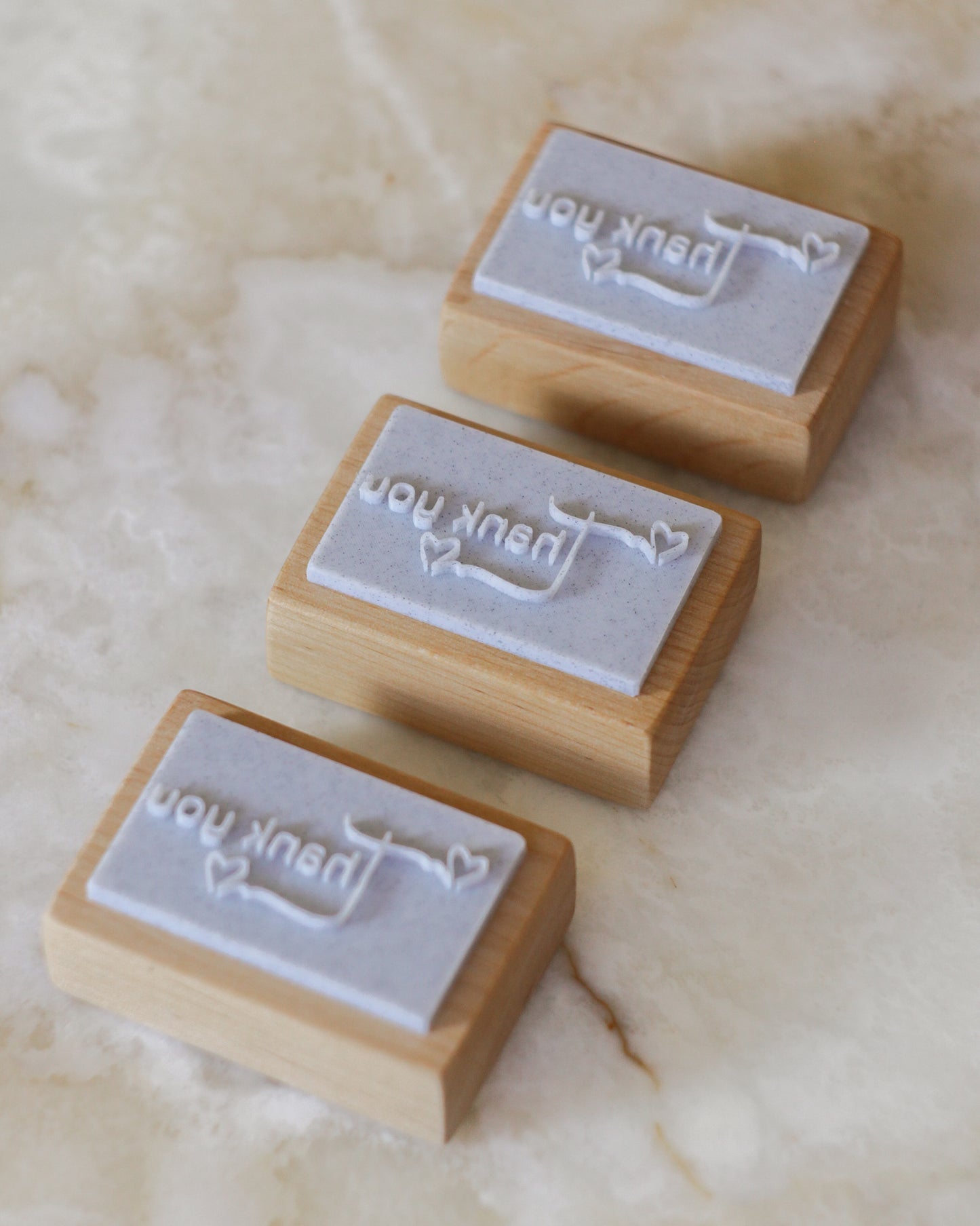 'Thank you' text soap stamp