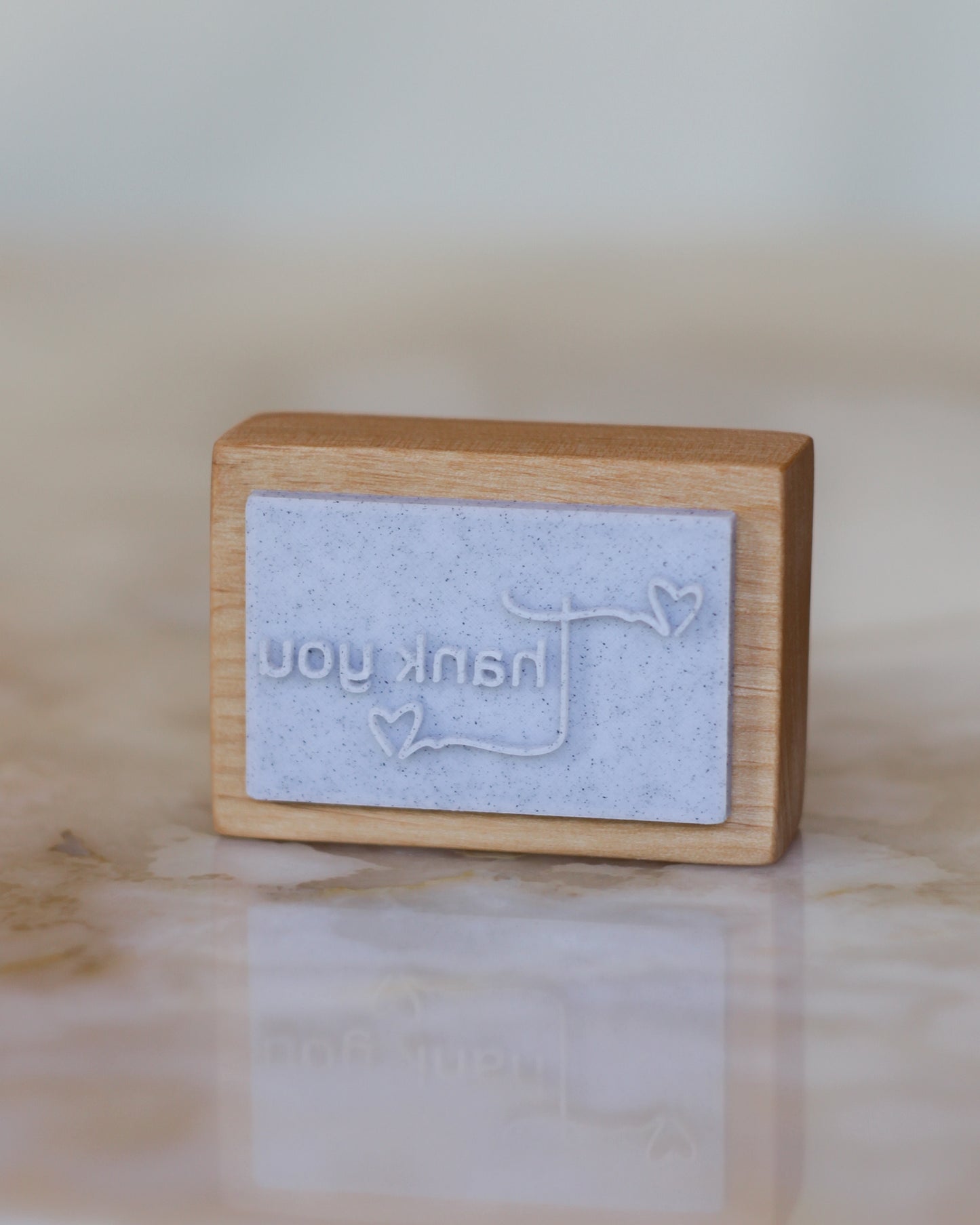 'Thank you' text soap stamp