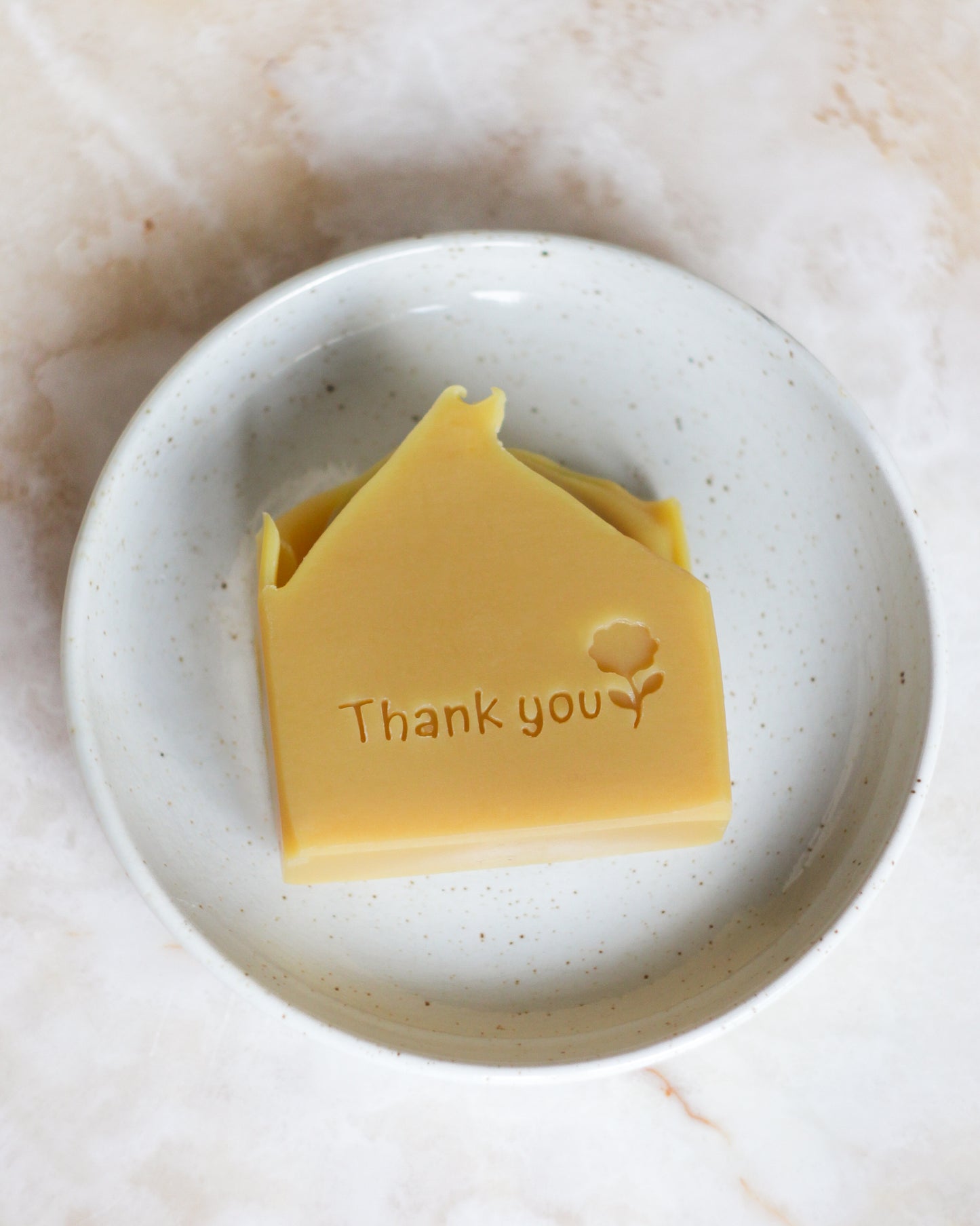 Thank you + flower soap stamp