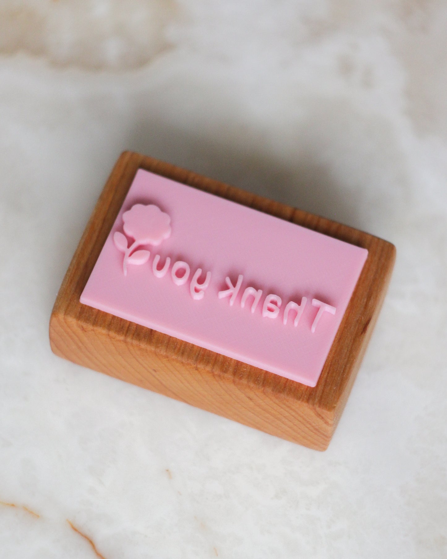 Thank you + flower soap stamp