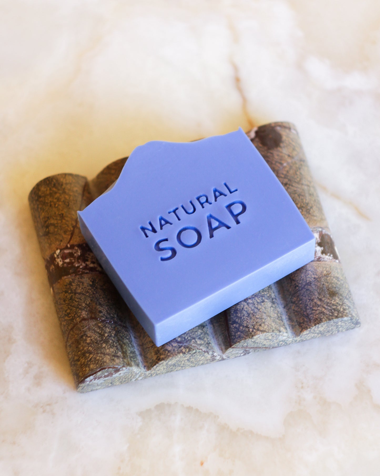 Text soap stamp 'natural soap'