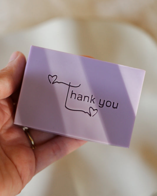 'Thank you' text soap stamp